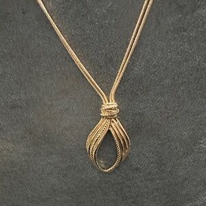Gold-Tone Sculpted Teardrop Pendant Necklace - Women Jewelry